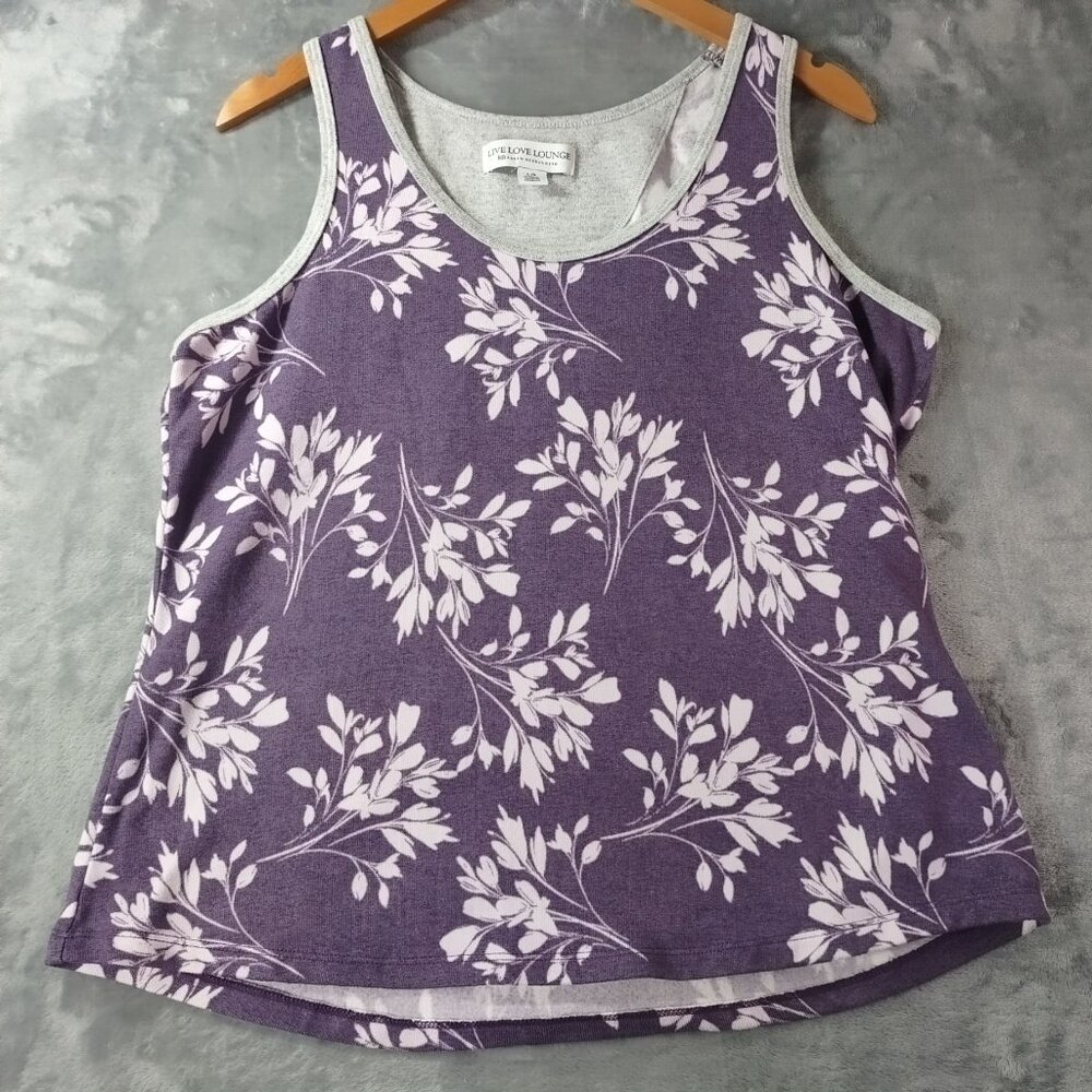 Live Love‎ Lounge Karen Neuburger Womens Pajama Tank Top L Floral Purple Soft